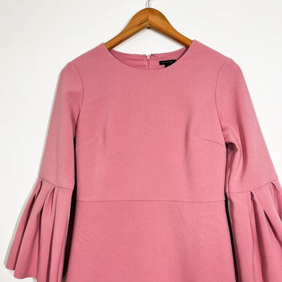 Ann Taylor A-Line Rose Pink Dress Sz 00 Bell 3/4 Sleeves Cocktail Day to Night - Picture 3 of 9